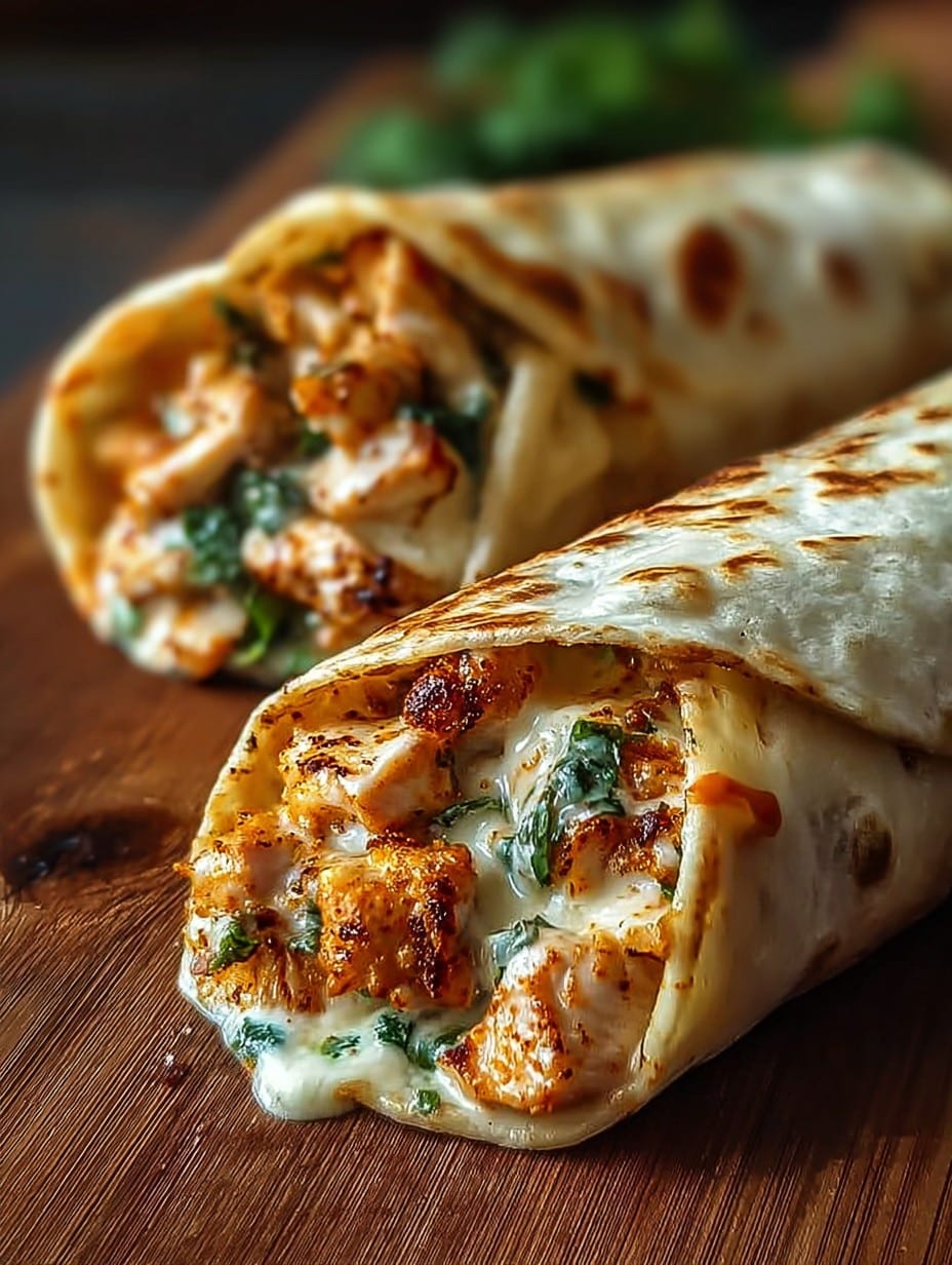 Cheesy Garlic Chicken Wraps Recipe