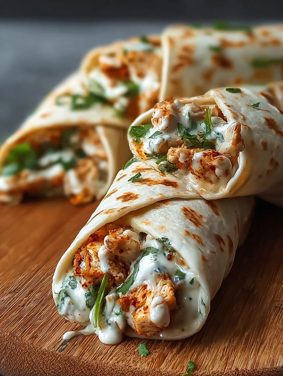 Cheesy Garlic Chicken Wraps Recipe