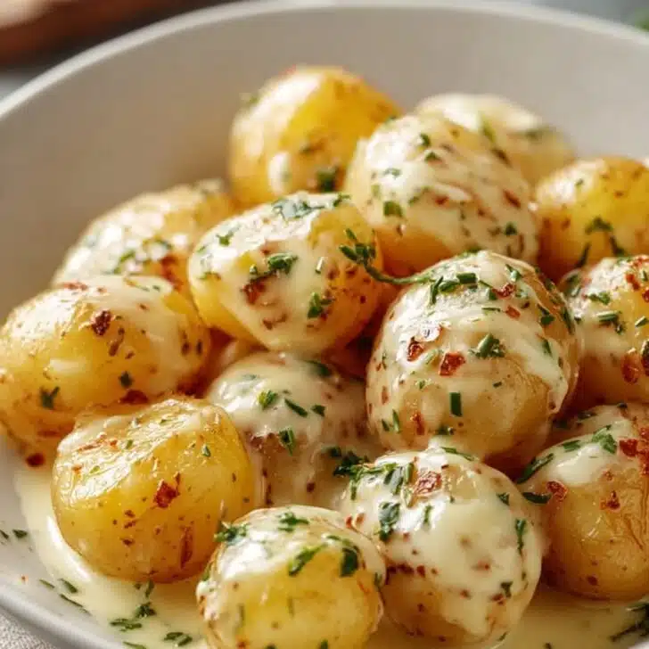 Creamy Garlic Sauce Baby Potatoes Recipe