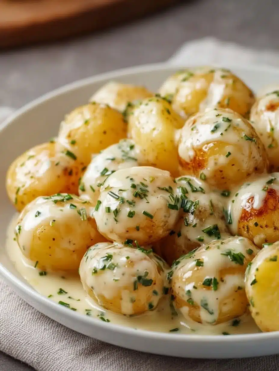 Creamy Garlic Sauce Baby Potatoes Recipe