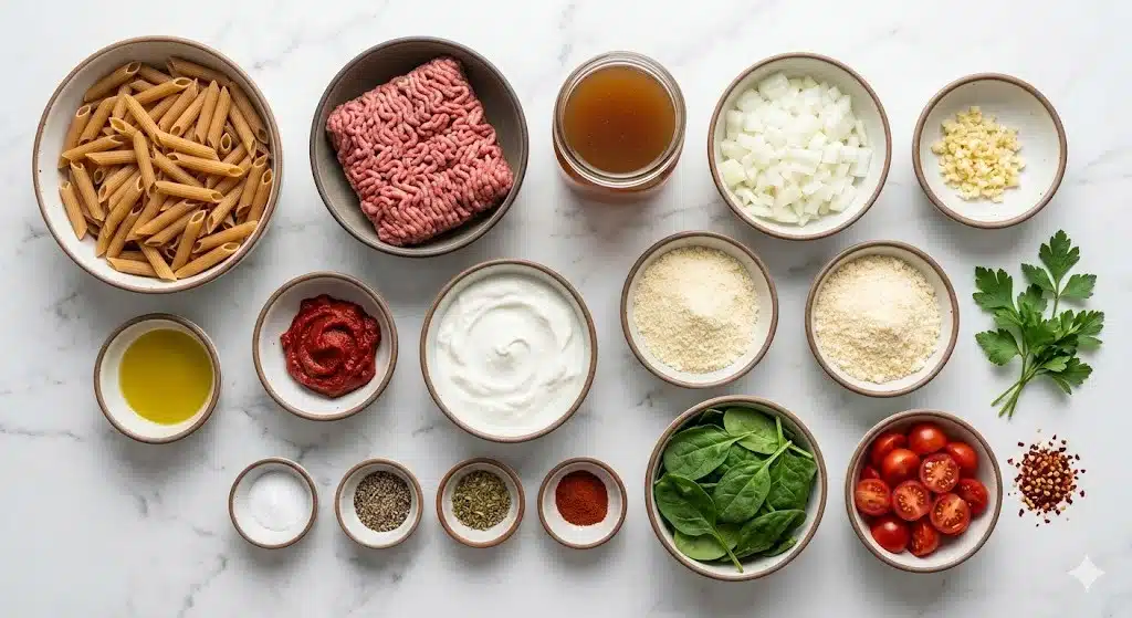 Creamy High Protein Beef Pasta