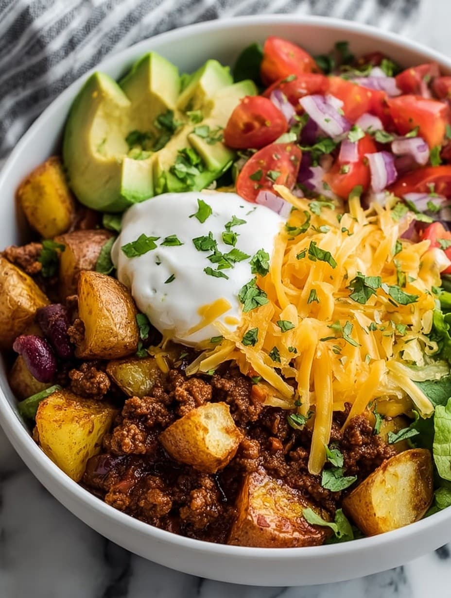 Easy Loaded Potato Taco Bowl