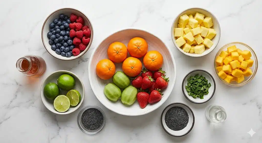 Fresh Fruit Salad with Honey Lime Poppy Seed Dressing Recipe
