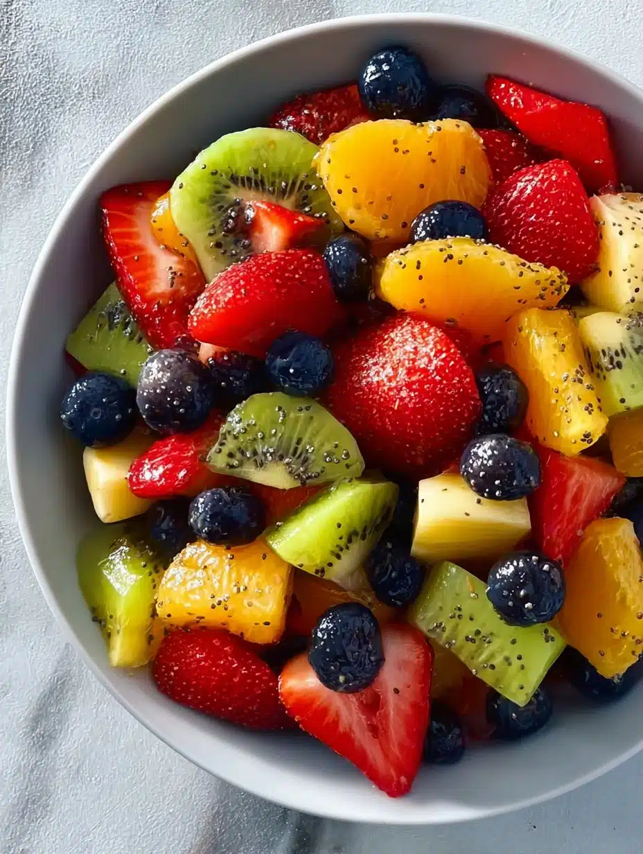Fresh Fruit Salad with Honey Lime Poppy Seed Dressing