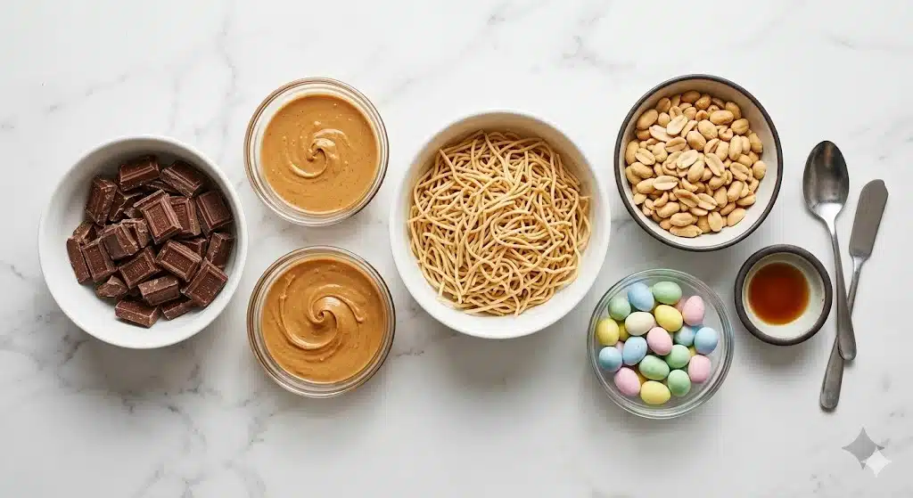 No-Bake Easter Egg Peanut Butter Haystacks