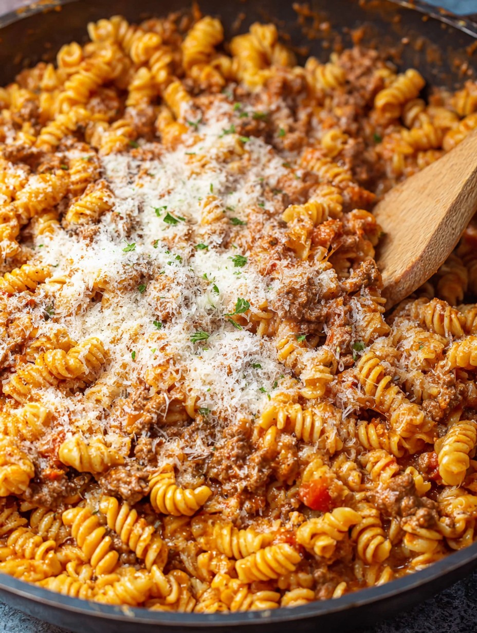 One Pot Creamy Ground Beef Pasta