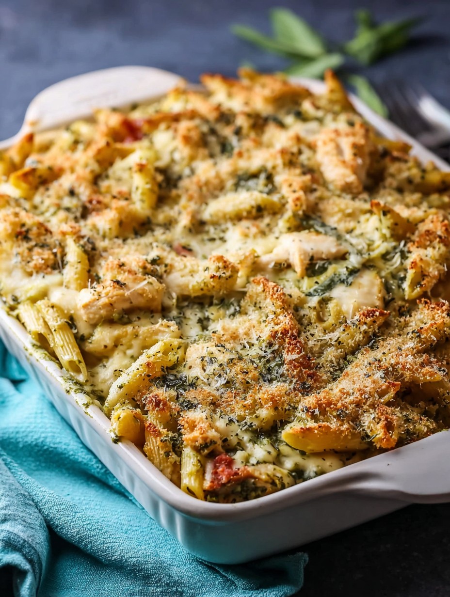 Pesto Chicken Penne Casserole