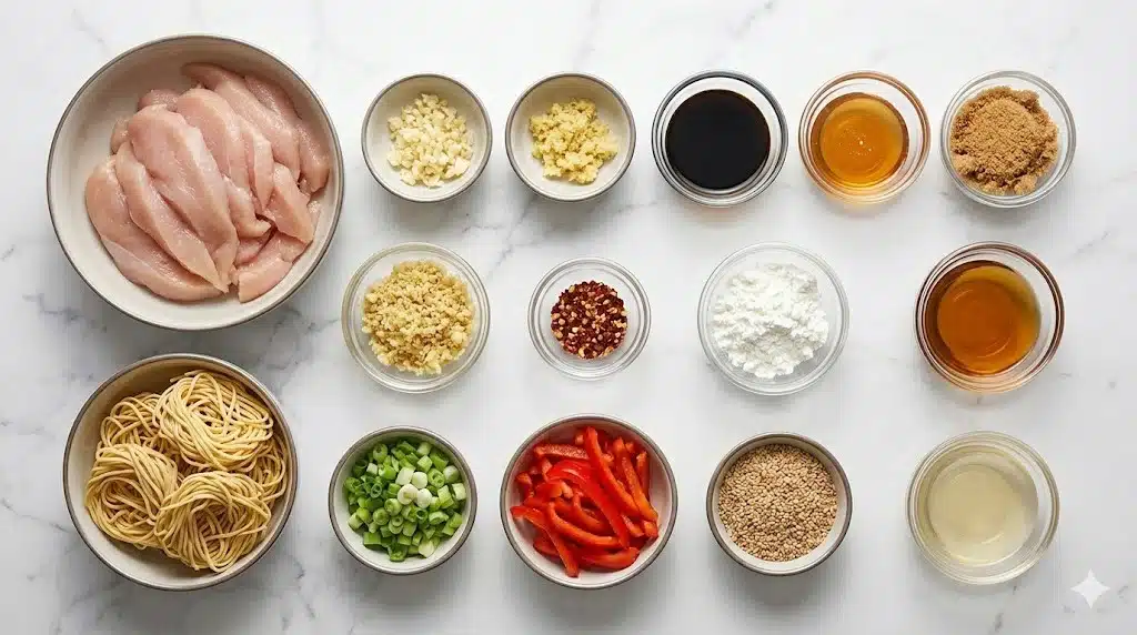 Sticky Garlic Chicken Noodles