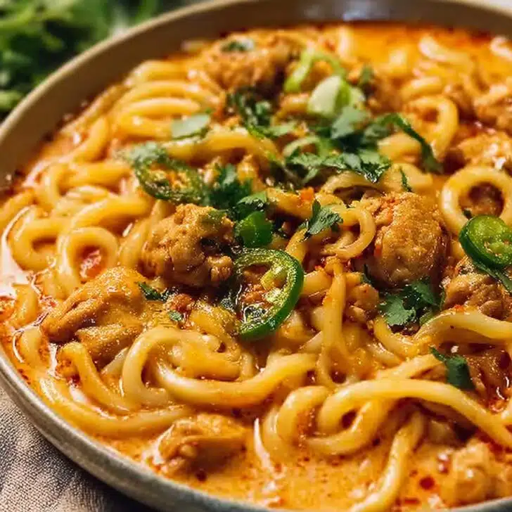 Thai-Inspired Coconut Red Curry Chicken Udon
