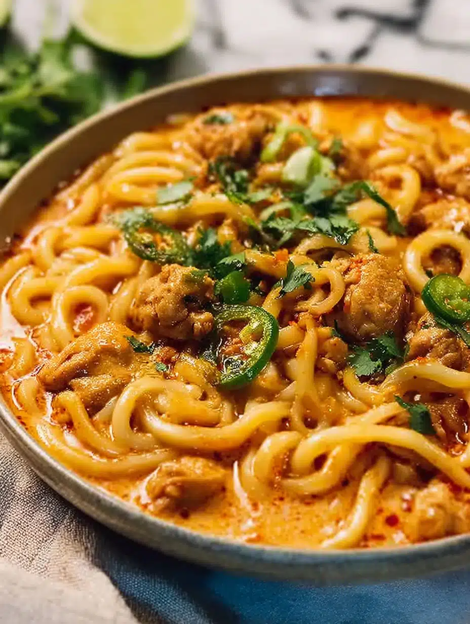 Thai-Inspired Coconut Red Curry Chicken Udon