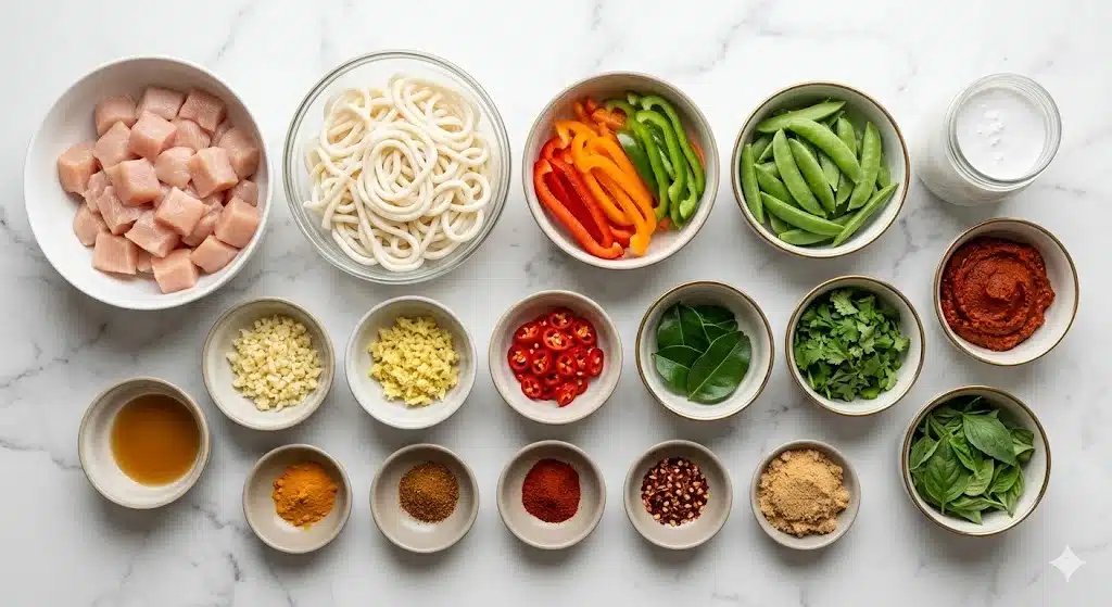 Thai-Inspired Coconut Red Curry Chicken Udon