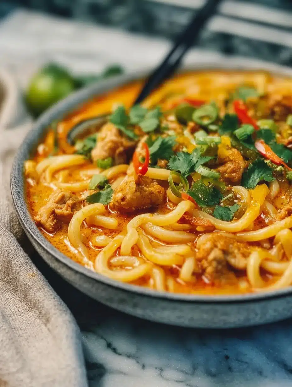 Thai-Inspired Coconut Red Curry Chicken Udon
