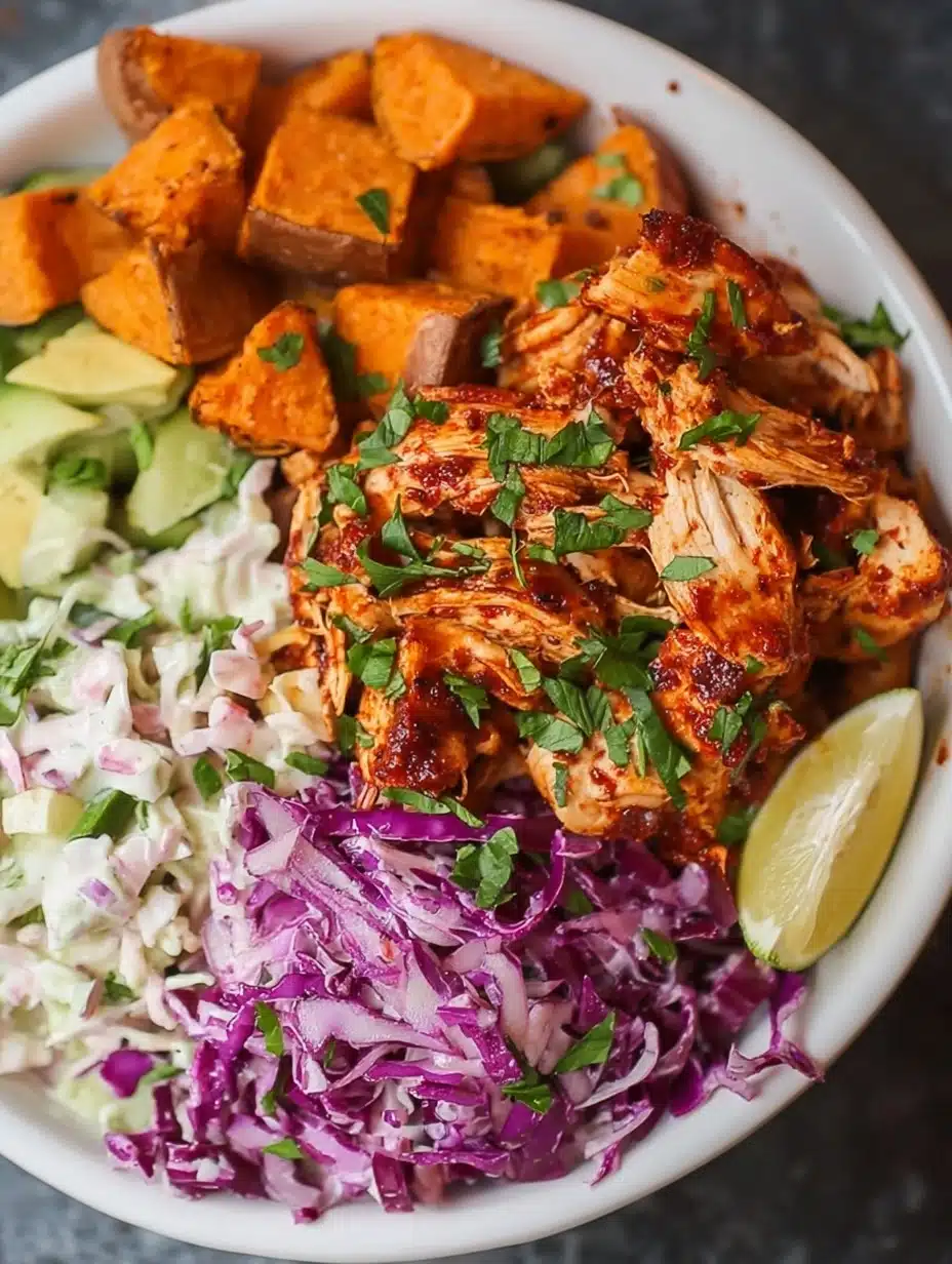 BBQ Chicken Bowls with Sweet Potatoes and Coleslaw (Whole30)