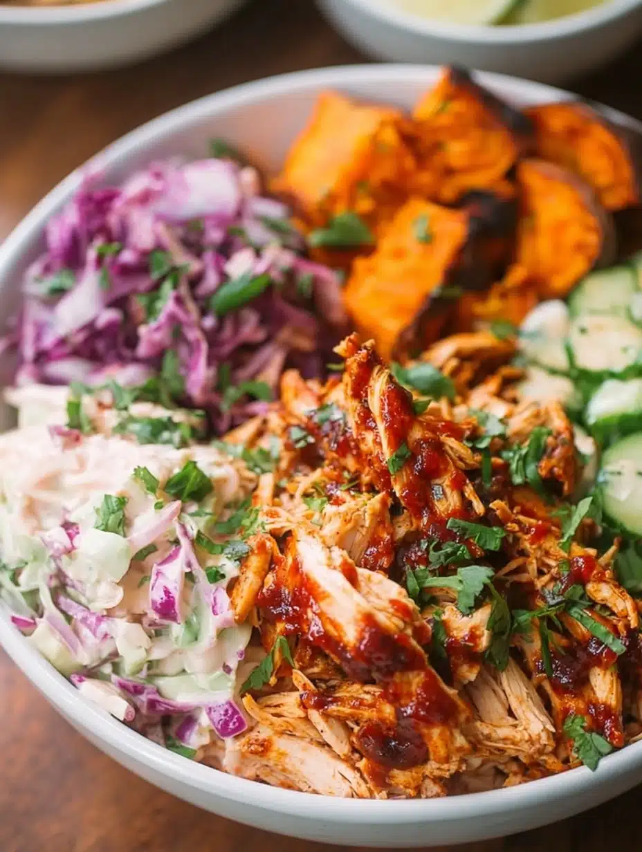 BBQ Chicken Bowls with Sweet Potatoes and Coleslaw (Whole30)