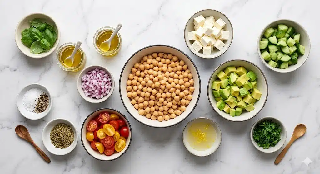 Chickpea Feta Avocado Salad