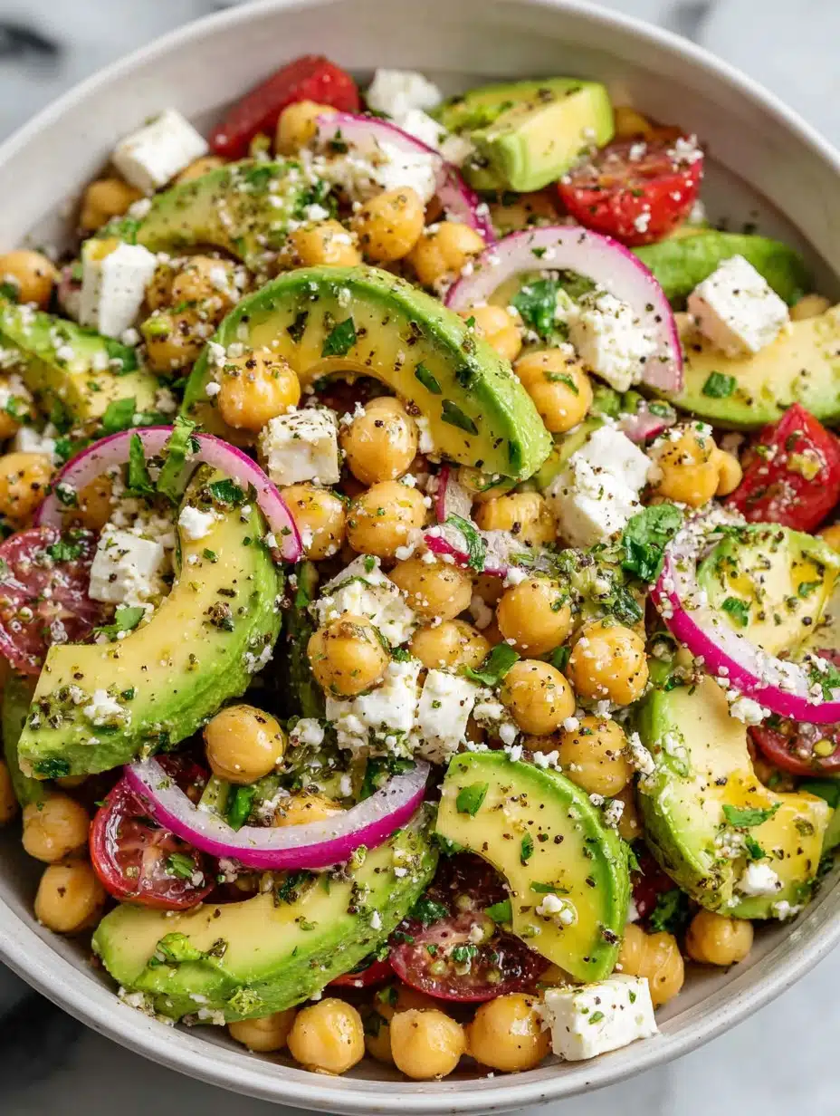 Chickpea Feta Avocado Salad