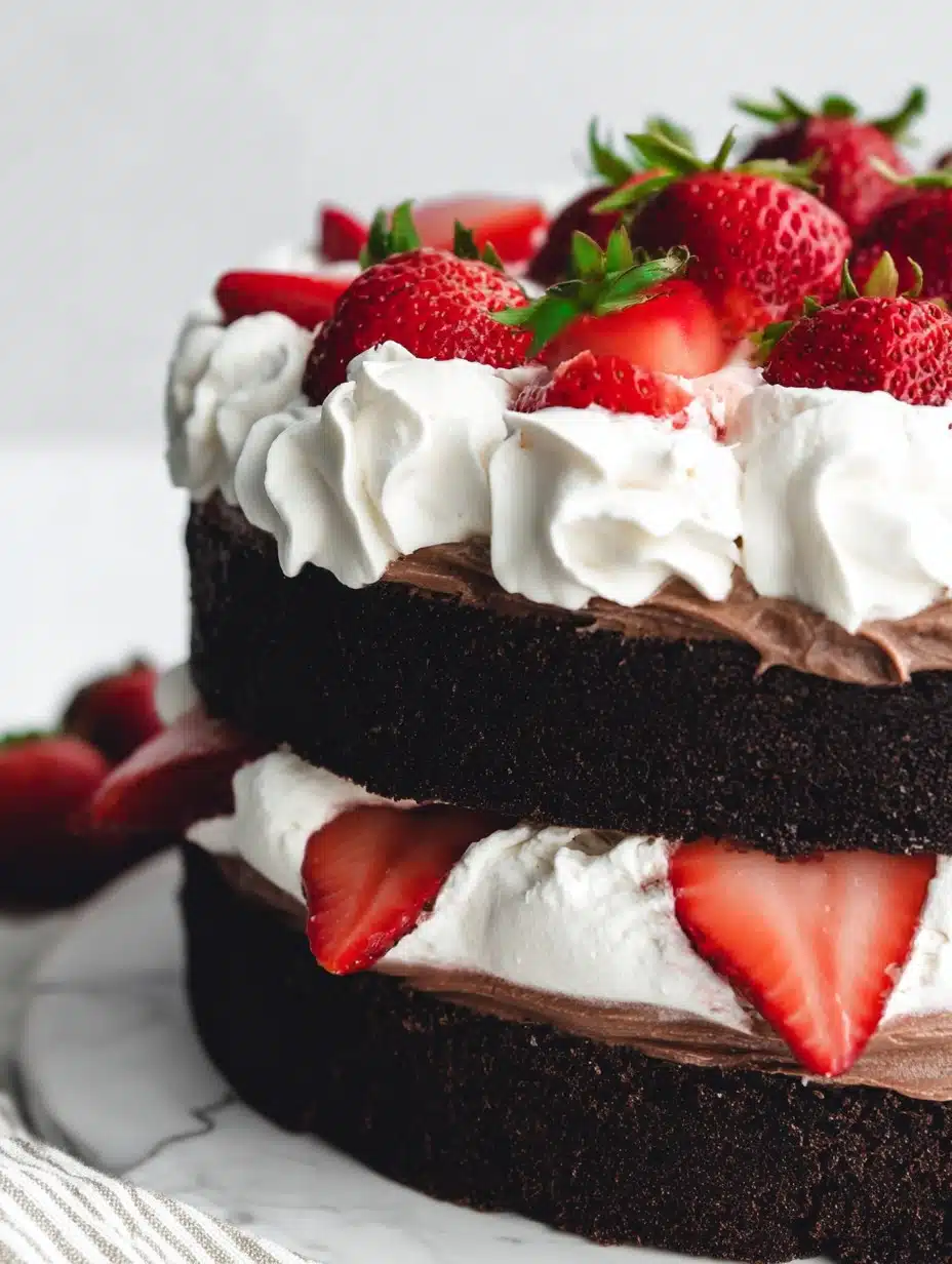 Chocolate Strawberry Whipped Cream Cake