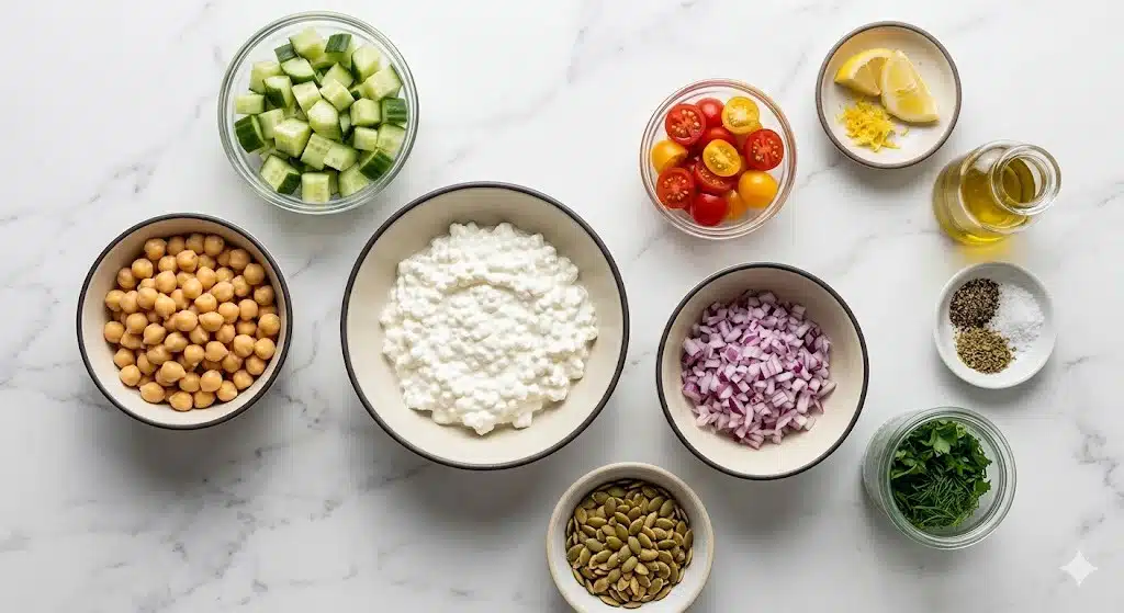 Cottage Cheese & Chickpea Salad Bowl