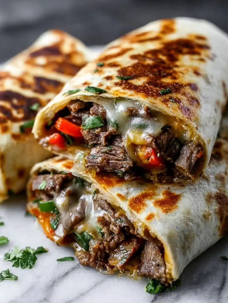 Crispy Philly Cheesesteak Grilled Wraps