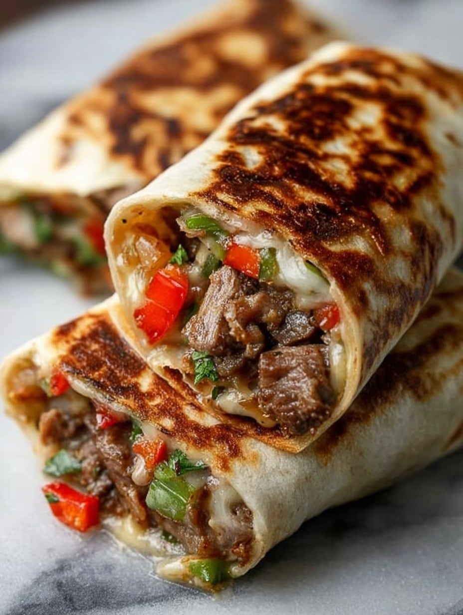 Crispy Philly Cheesesteak Grilled Wraps