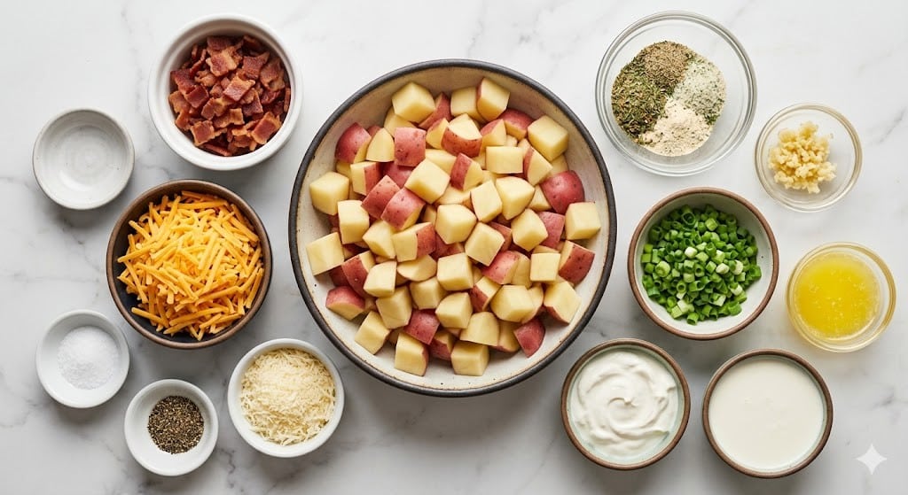 Crockpot Cheesy Bacon Ranch Potatoes