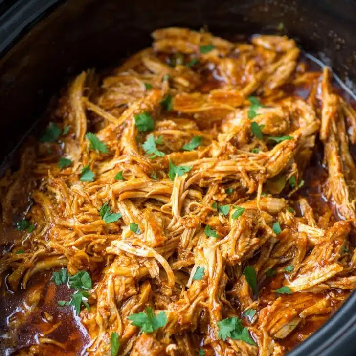 Crockpot Cherry Cola Pulled Chicken