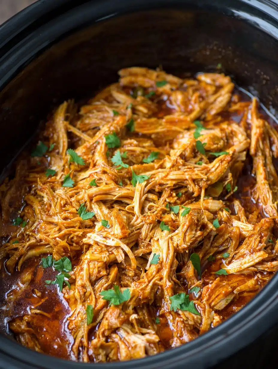 Crockpot Cherry Cola Pulled Chicken