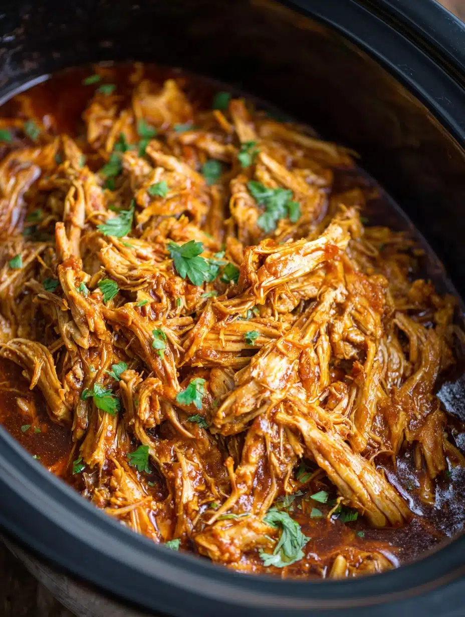 Crockpot Cherry Cola Pulled Chicken