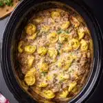 Crockpot Creamy Ground Beef Tortellini