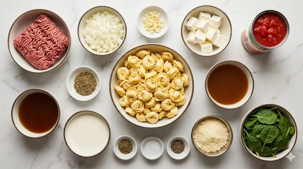 Crockpot Creamy Ground Beef Tortellini