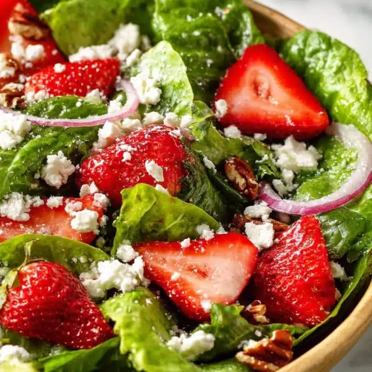 Crunchy Strawberry Romaine Feta Salad