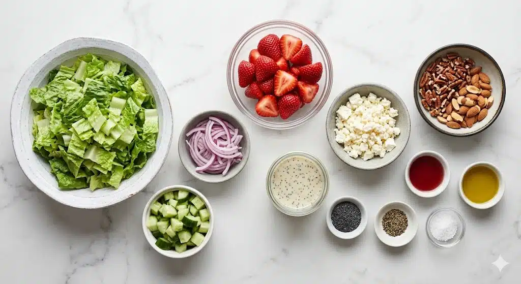 Crunchy Strawberry Romaine Feta Salad