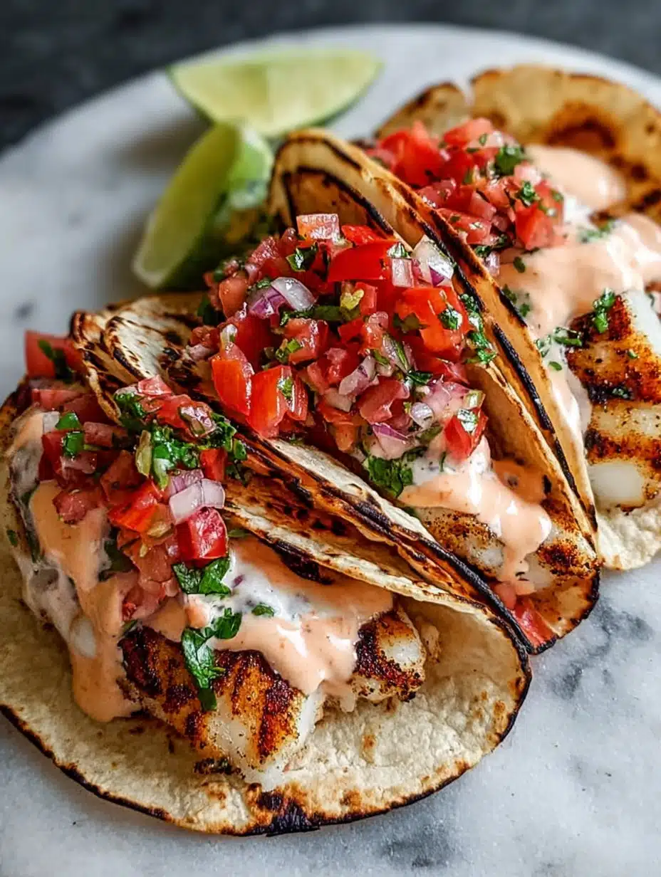 Grilled Fish Tacos with Spicy Mayo & Pico de Gallo