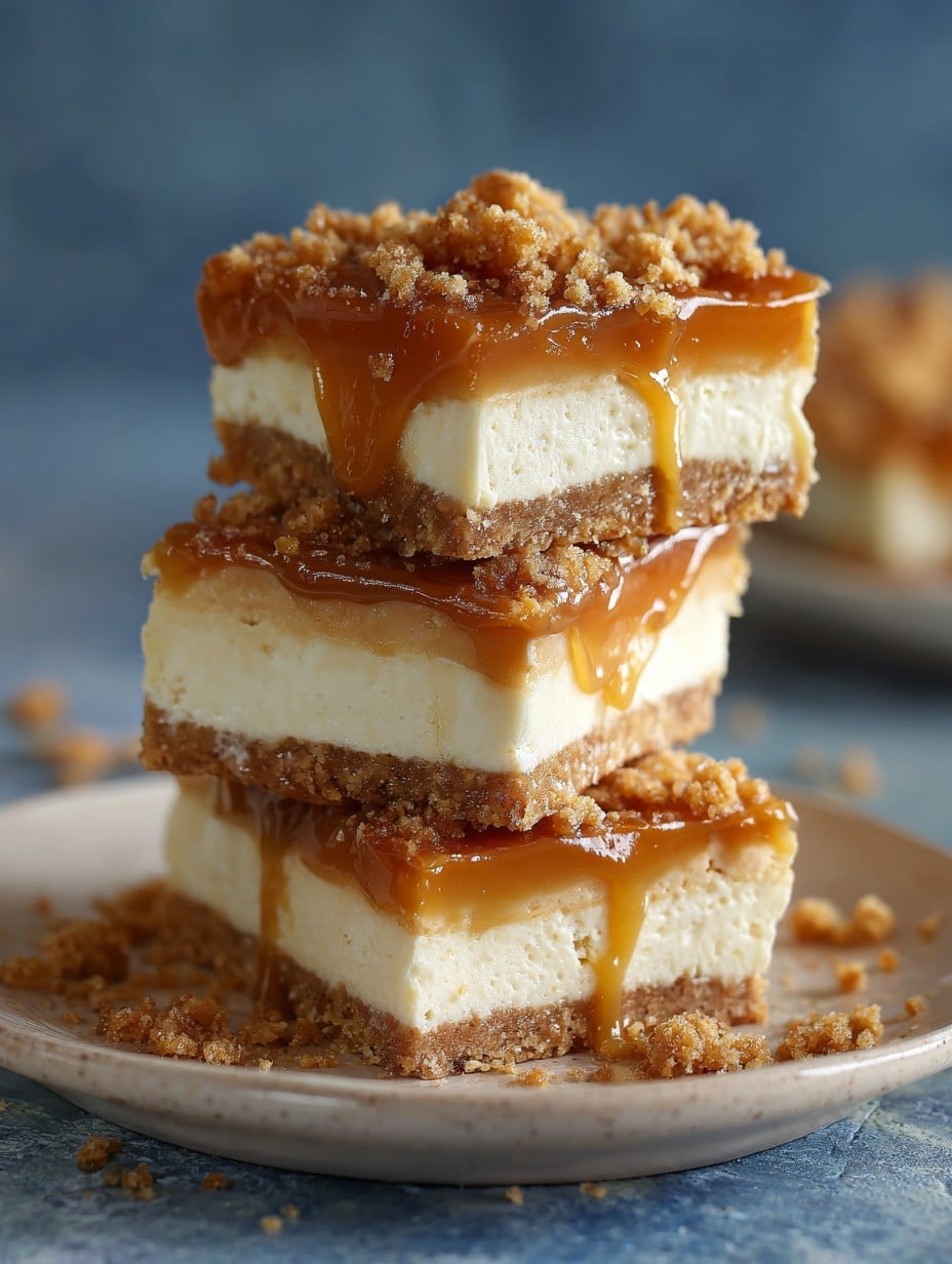 no-bake caramel cheesecake bars