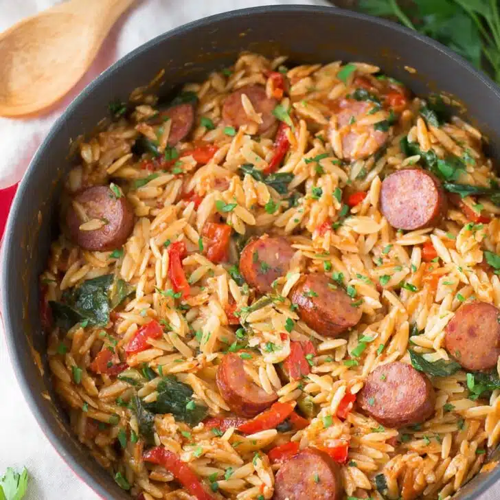 One Pot Cajun Sausage Orzo