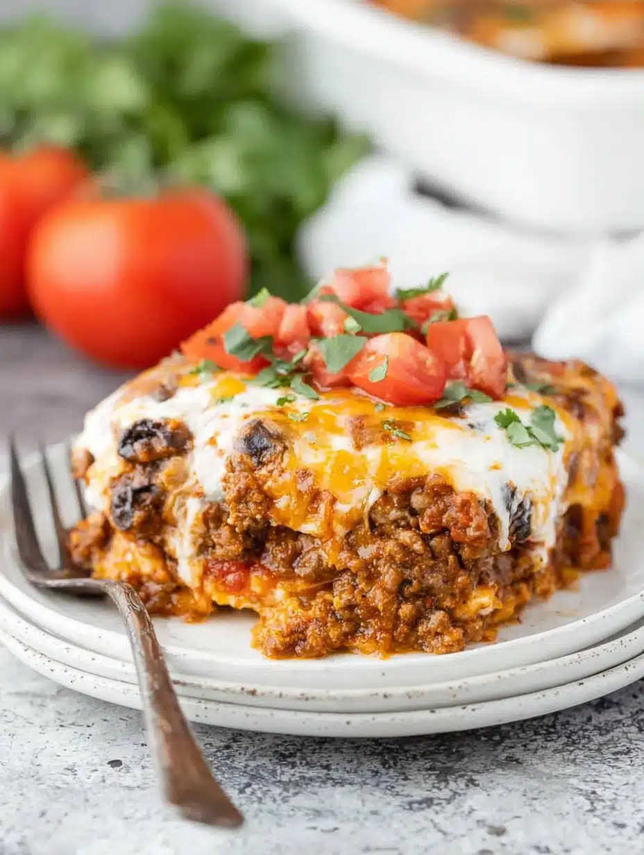 Slow cooker beef enchilada casserole