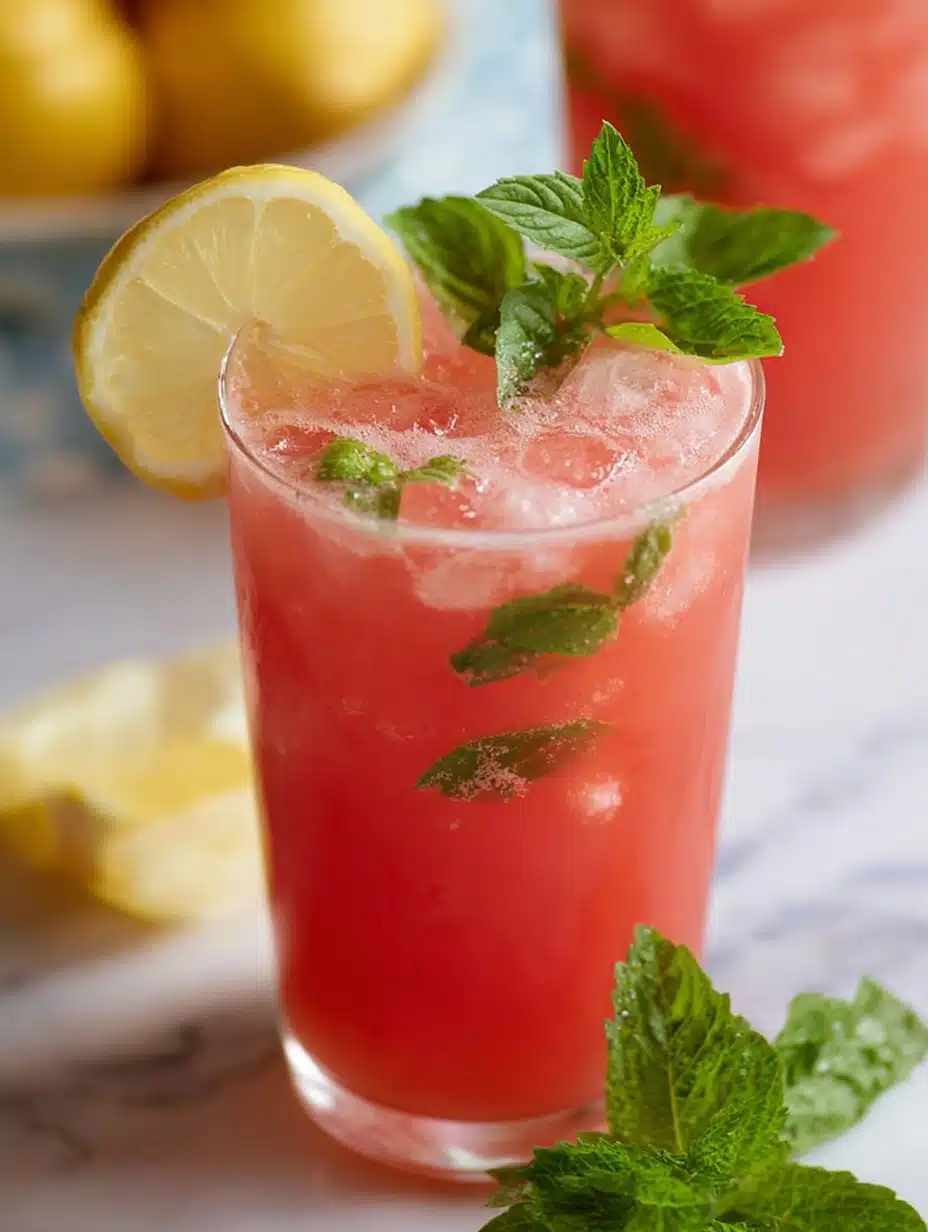 Watermelon Lemonade with Basil and Mint
